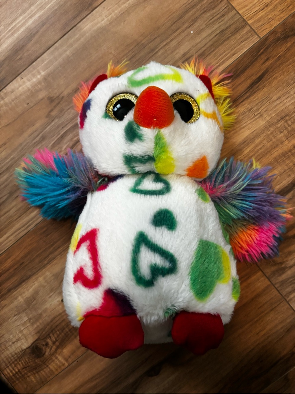 Plush Rainbow Heart Owl Stuffed Animal - Multicolor